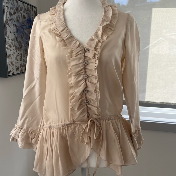 Cream Rebecca Taylor Brand Button Up - Picture 1 of 3